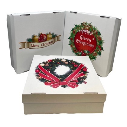 Beautiful  Wreath and Flower boxes, plain and printed including Christmas designs