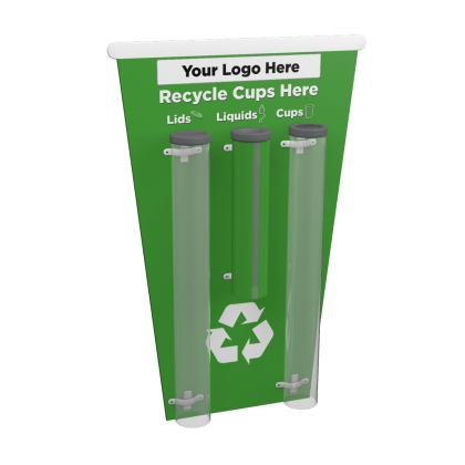 Cup Recycling Station - 3 Tube Wall Mounted Cup Shape