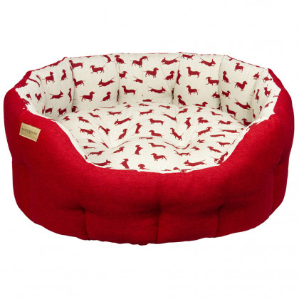 Classic Brushed Dachshund Bed in Red