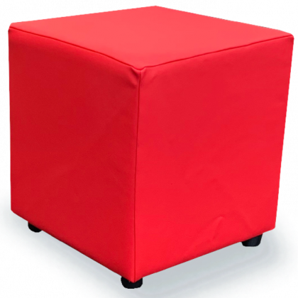 Red faux leather cube