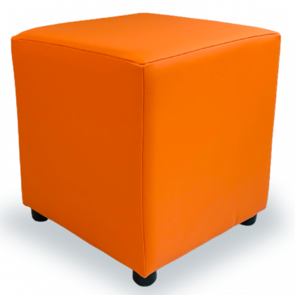 Orange faux leather cube