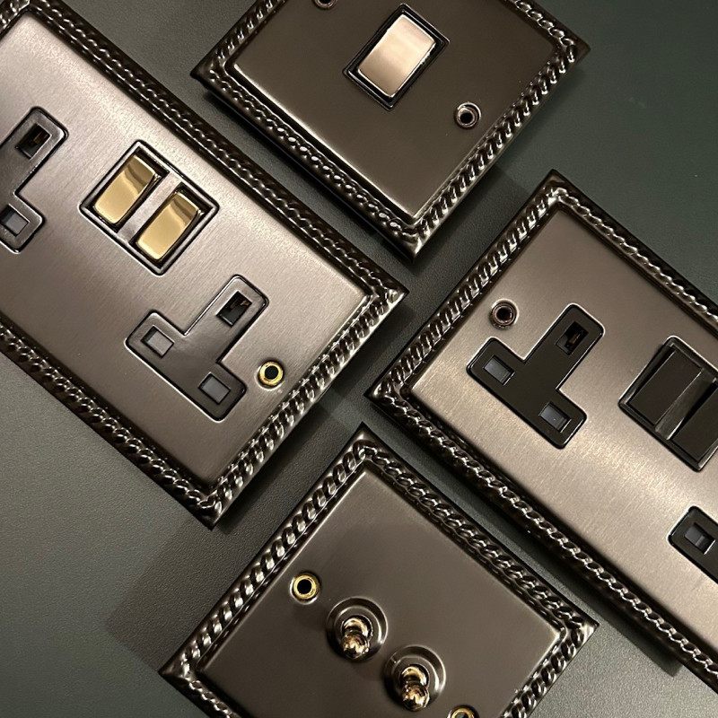 Black Bronze Sockets and Switches - Made in Britain