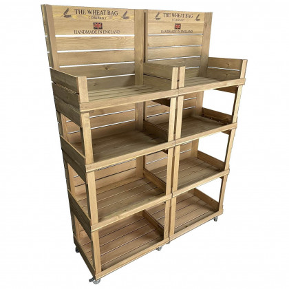 4-TIER MOBILE OPEN CRATE RUSTIC BROWN SHELVING UNIT 625X400X1695
