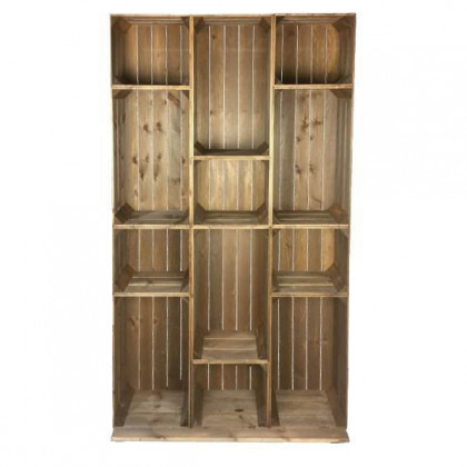 WIDE 12 MOBILE BROWN CRATE DISPLAY 1115X297X1900
