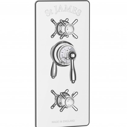 St James Traditional concealed thermostatic valve with 2 function diverter and flow valve