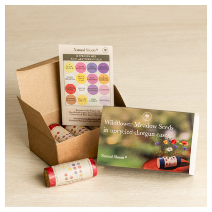 Premium Grade, 100% Traceable  Wildflower Meadow Seed Mixes Presented in Upcycled Paper & Plastic Shotgun Cases Diverted from Landfills