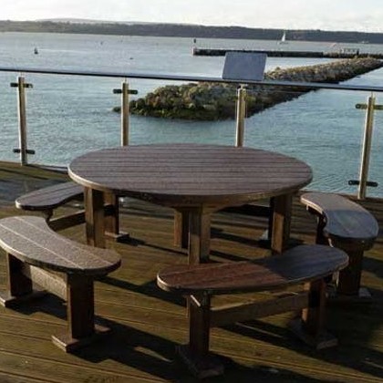Captains Table and Curved Benches Set
