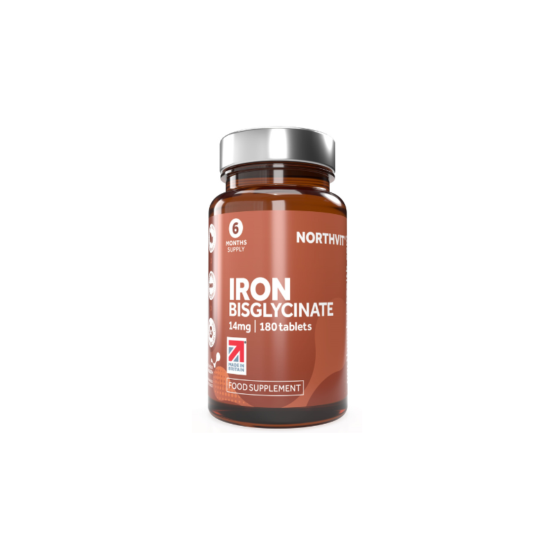 Iron Bisglycinate 14mg 180 Vegan Tablets Made in Britain