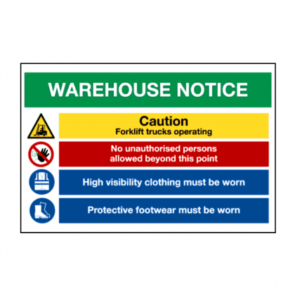 Warehouse notice sign