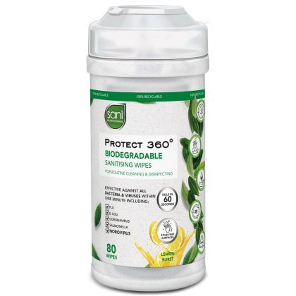 Protect 360° Biodegradable Sanitising Wipes 80ct Fragranced