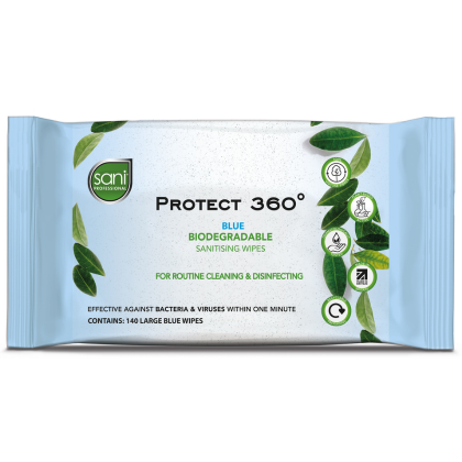 Protect 360°- Biodegradable Sanitising wipes (Blue Soft Pack)