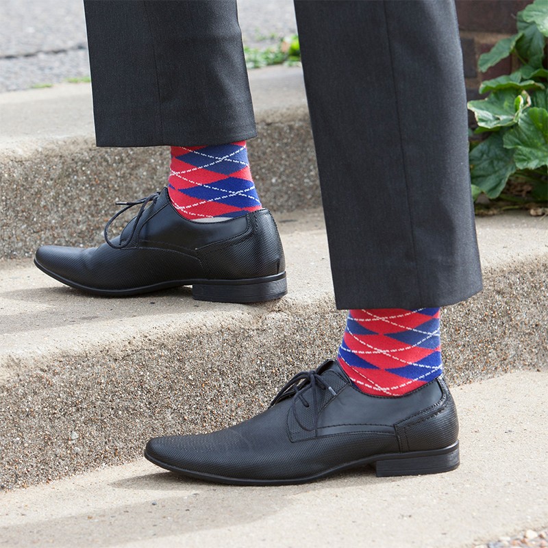 Argyle Men's Socks - Crimson - Made in Britain