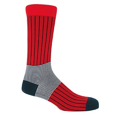 Oxford Stripe Men's Socks - Scarlet