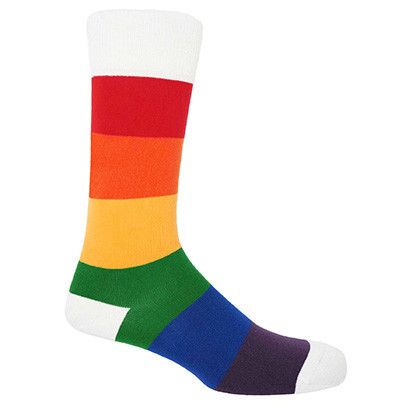 Block Stripe Men's Socks - Rainbow