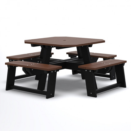 Recycled Plastic Great 8 Square Picnic Table – Brown