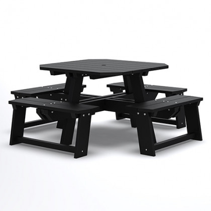 Recycled Plastic Great 8 Picnic Table – Black
