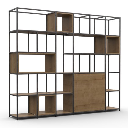 Menethorpe Modular Feature Shelving With Cubby Boxes And A Cupboard