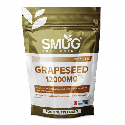 Grapeseed Extract 12000mg by SMUG Supplements - 100 Tablets - Supports Healthy Eye Health - High Strength Grape Seed Antioxidant - Vegan Tablets