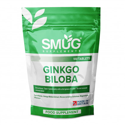Ginkgo Biloba 6000mg by SMUG Supplements - 100 Tablets – Memory and Cognitive Function Support – Vegan - Made in Britain