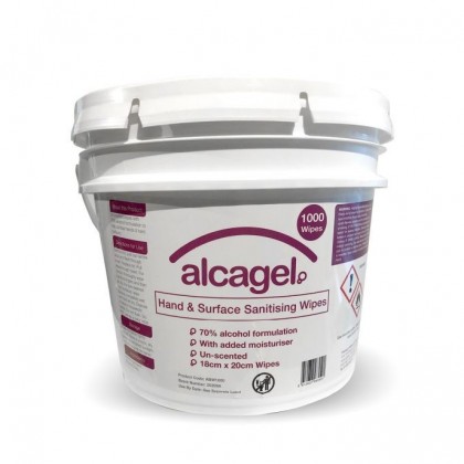 Alcagel® 70% Alcohol Hand & Surface Wipe (18 x 20cm) - Bucket of 1000