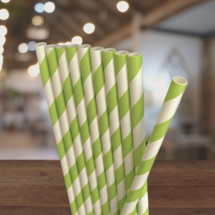 Home Compostable Green and White Kraft Paper Straws