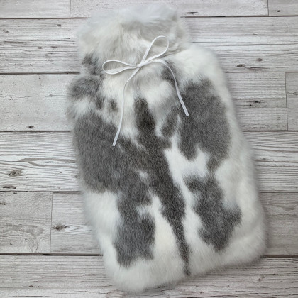 Grey and White Luxury Fur Hot Water Bottle by The Fur Hot Water Bottle Company