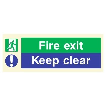 Glow In The Dark Fire Exit Keep Clear Sign