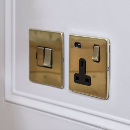 Brushed Brass Socket and Switch Range - The Savoy Collection