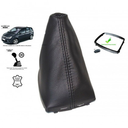 For Ford C-Max 2007-10 Gear Gaiter With Plastic Frame Black Leather