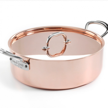26cm Copper Induction Sauté Pan with Lid & Side Handles