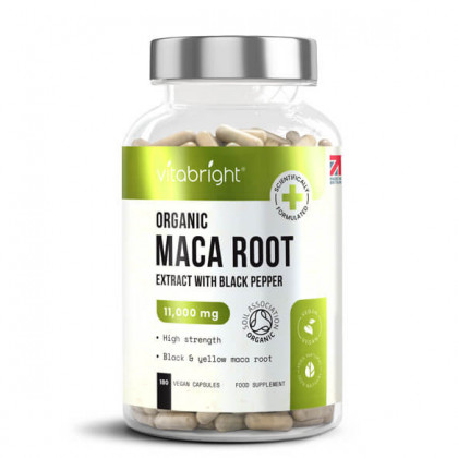 Organic Maca Root 11,000mg with Black Pepper, 180 Vegan Capsules, 3 Month Supply