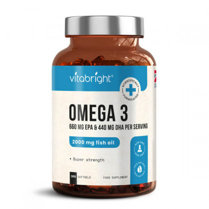 Omega 3, 2000mg Super Strength Fish Oil - 300 Softgels