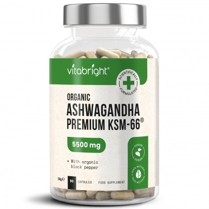 Organic KSM-66 Ashwagandha 550mg with Black Pepper
