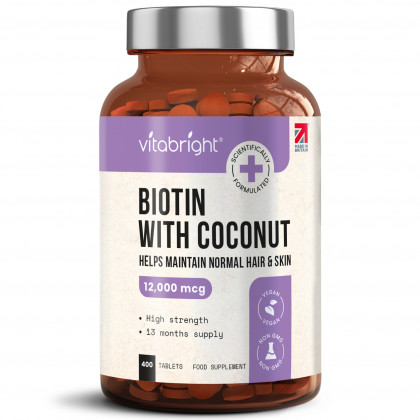 Biotin 12,000µg Tablets x 400 with Coconut
