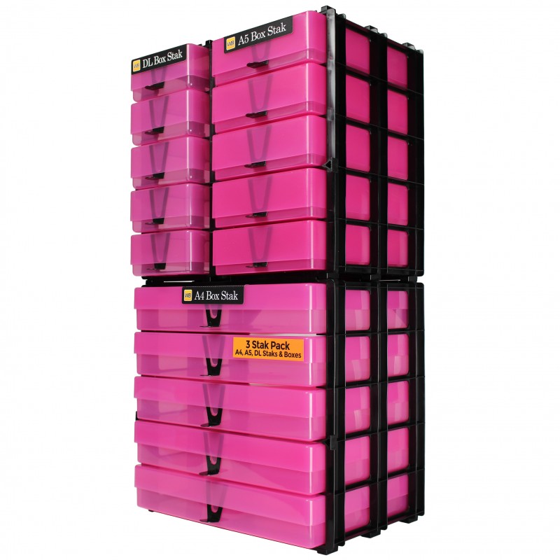 WestonBoxes 3 Box Stak Pack, A4, A6 & DL Storage Units - Made in Britain