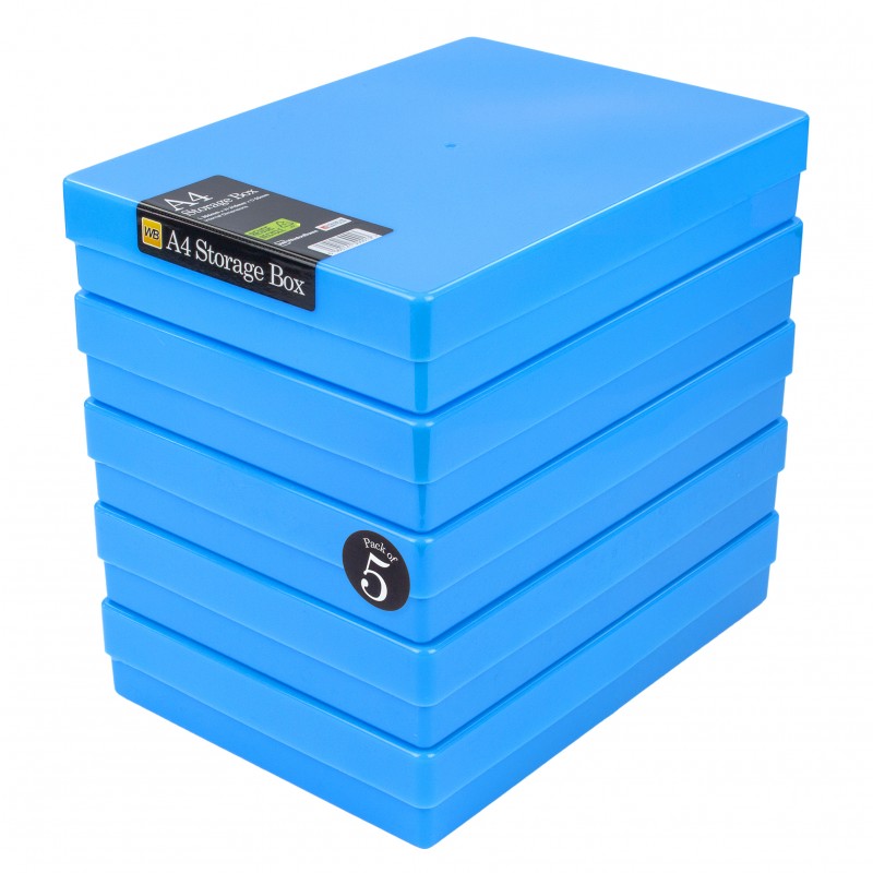 WestonBoxes Neon Plastic Storage Box for A4 Paper, Clear