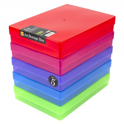 WestonBoxes A4 Plastic Storage Box, MultiColour